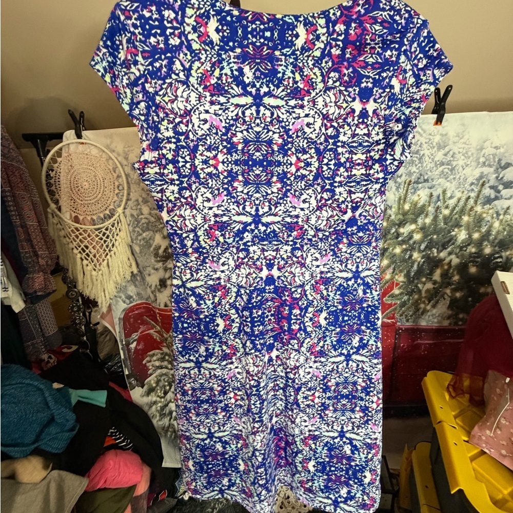 Dress Floral Blue and Pink Women's by Lola Size Medium - Picture 6 of 12